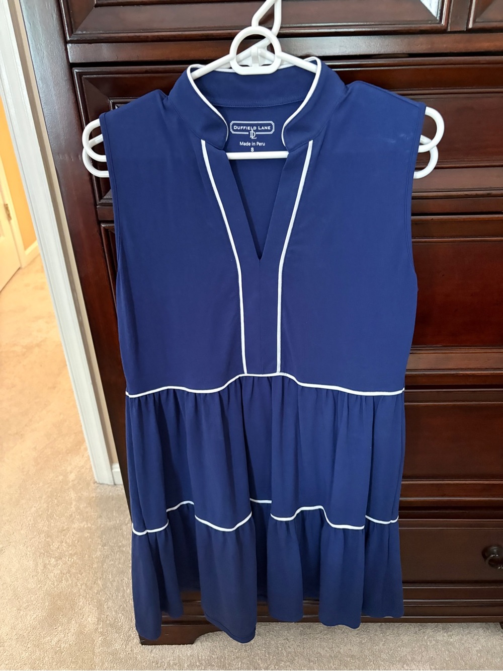 Duffield Lane Navy Dress with White Piping